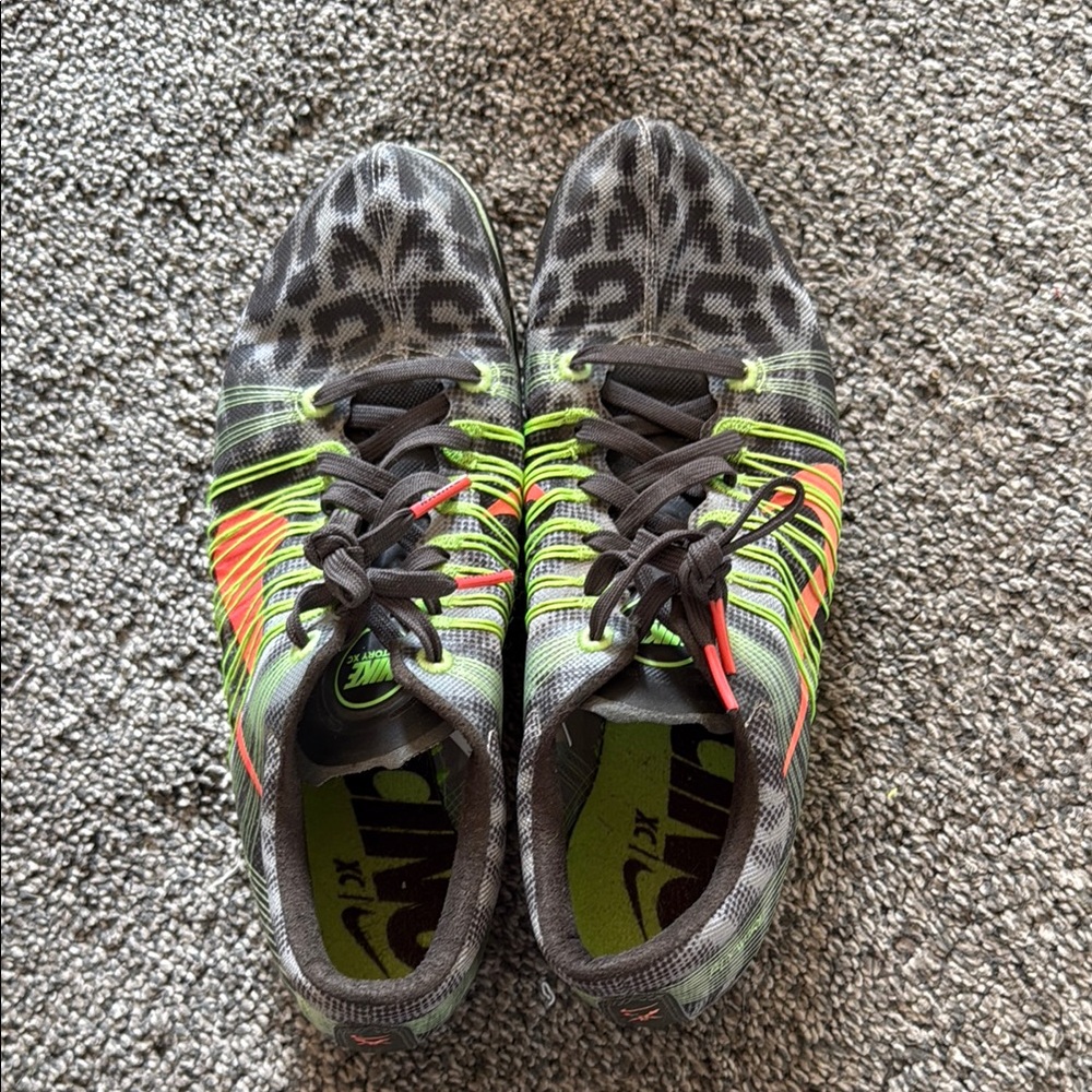 Nike Neon Green and Orange Cross Country Spikes
